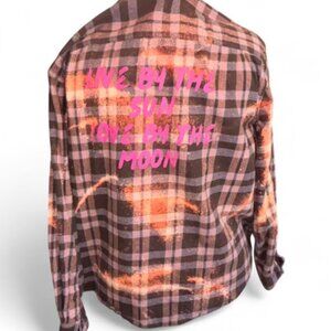 Malibu Hippie Plaid Button-down Shirt with "Live by the Sun. Love by the Moon"